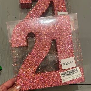 Glittery Pink Number 2 Party Decoration